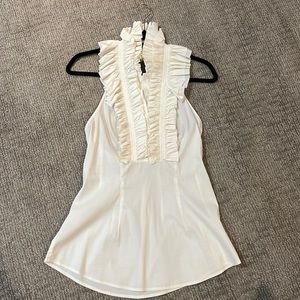 White cotton raffle halter blouse BCBGMaxAzria